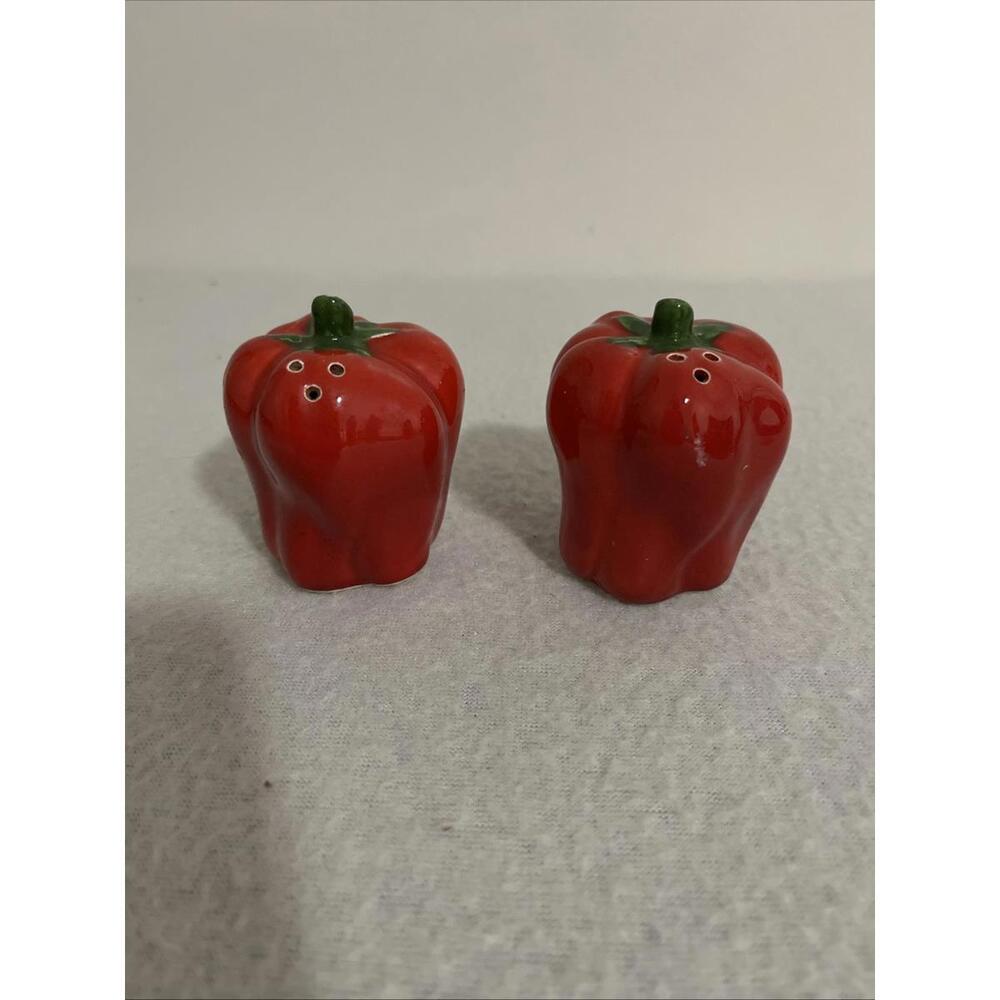 Vintage Red Pepper Salt and Pepper Shakers